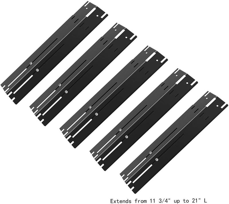 DELSbbq Universal Adjustable Grill Heat Plate Shield, Porcelain Steel Flavorizer Bar Replacement for Gas Grill, Heat Tent, Burner Cover, Flame Tamer for Gas Grill, Extends from 11.75" up to 21" L, 5 Pack - Image 2